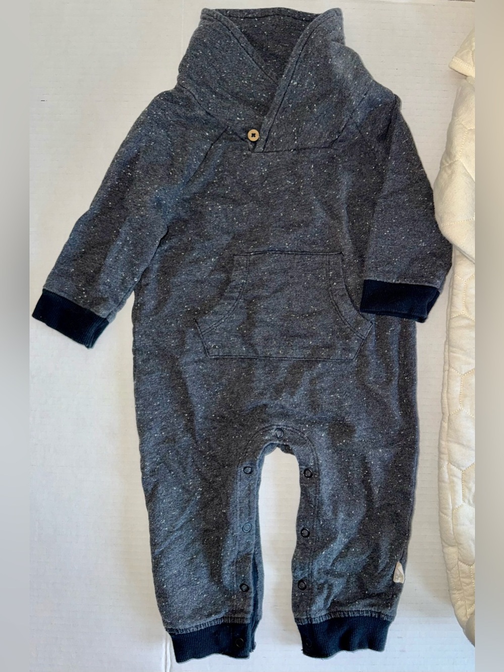 2 PC Set Burts Bees Baby Organic Cotton Quilted Bunting + Onesie Sweater 6-9M - Picture 2 of 9